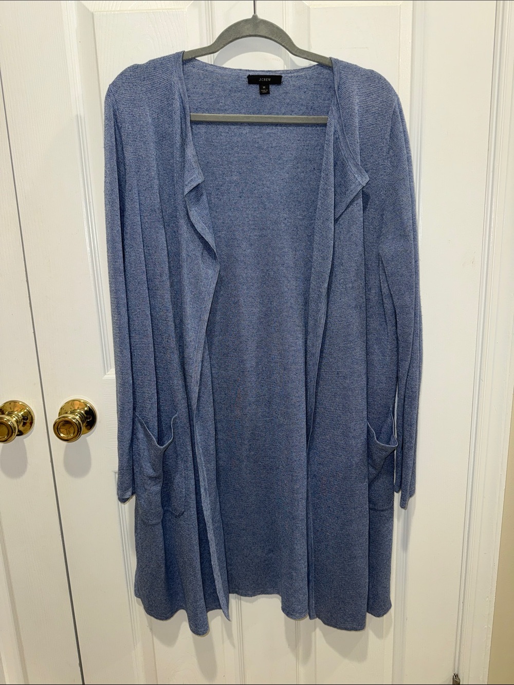J Crew Womens Size Medium Dusty Blue Open-Front Knit Cardigan